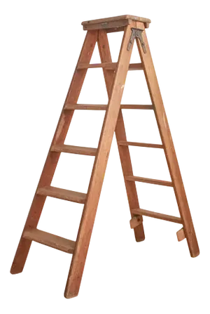 Antique Wooden Library Stepladder
