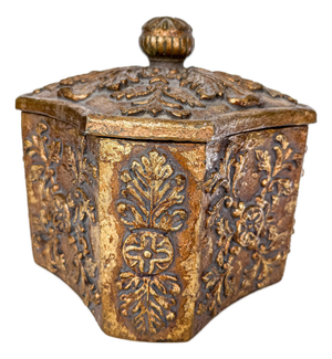 Vintage Gilt Decorative Box With Relief Foliate Motif