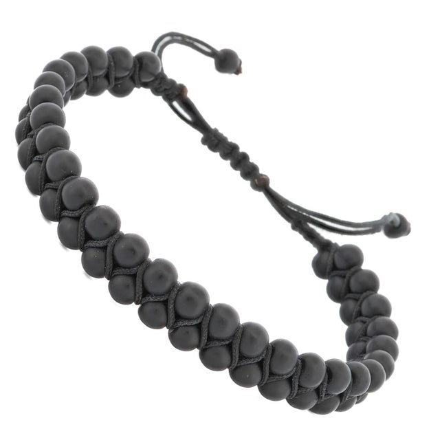 Early 21st Century Black Onyx Stone Beaded Striking Bracelet For Sale - Image 5 of 6