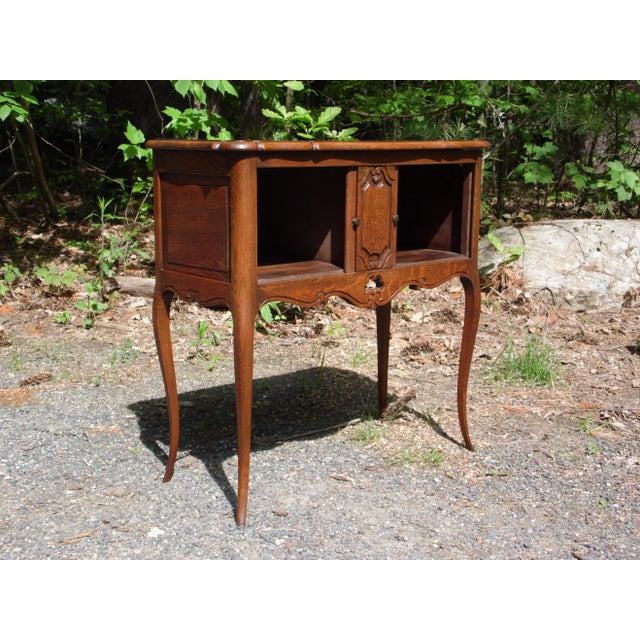 Brown Antique Solid Oak French Louis XV Style Tambour Cabinet Table Server Cupboard For Sale - Image 8 of 12