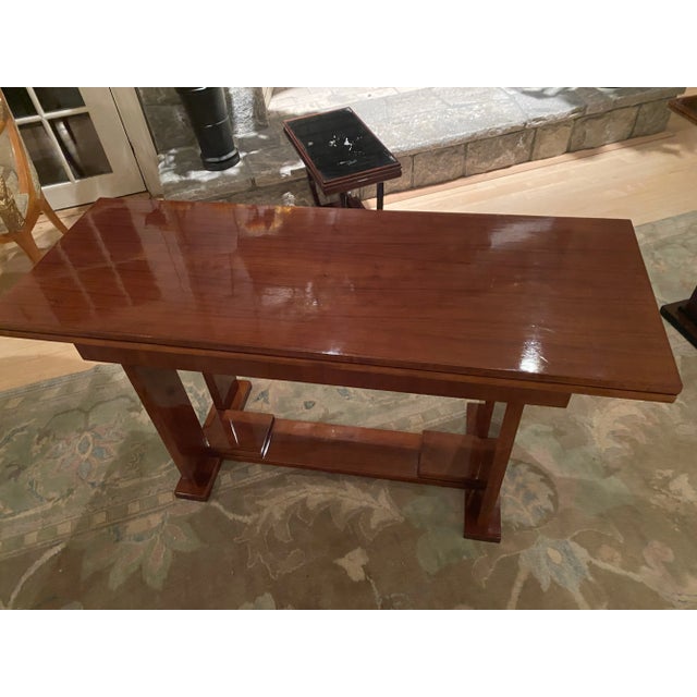 1950s Art Deco Style Mahogany Wood Dining Table / Console For Sale - Image 4 of 12
