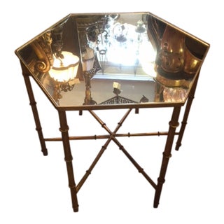 1970s Hollywood Regency Bamboo Octagonal Table For Sale