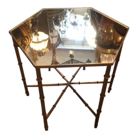 1970s Hollywood Regency Bamboo Octagonal Table For Sale