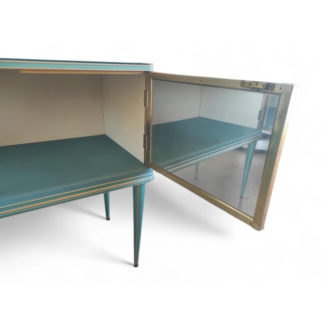 Vintage Petrol Green Two-Door Buffet Cabinet, 1950s For Sale - Image 9 of 12