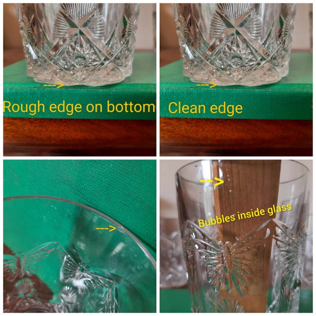 Vintage Cut Glass Butterfly Drinking Barware Set Glasses For Sale - Image 12 of 13