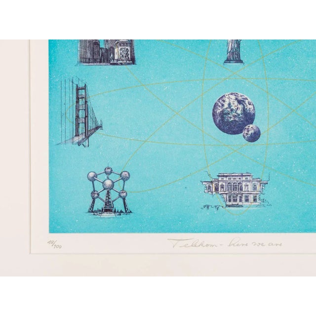 Erhard Schiel, Telekom - Here We Are, Color Etching Paper, Framed For Sale - Image 7 of 12