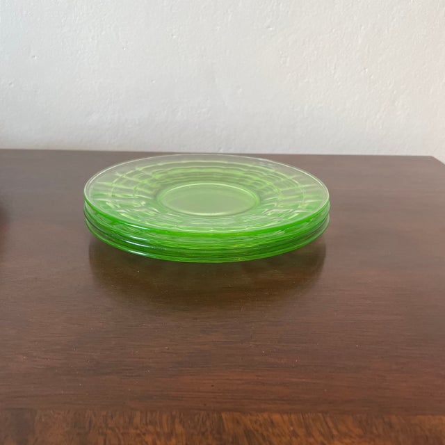 Mid 20th Century Small Vintage Light Green Glass Plates Set of 4