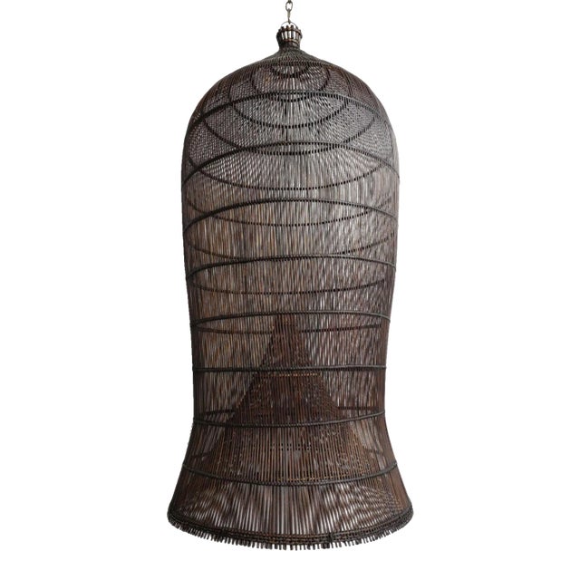 Auburn Wicker Fish Basket Lantern Large For Sale