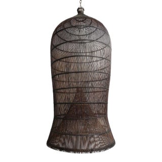 Auburn Wicker Fish Basket Pendant Light Large For Sale
