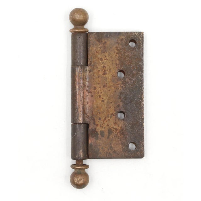 Vintage Aesthetic 3.5 X 3.5 In. Brass Plated Steel Door Hinge For Sale - Image 4 of 4