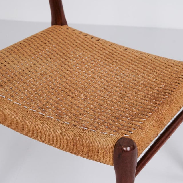 Model 75 Dining Chairs in Teak and Paper Wicker by Niels O. Møller for J.L. Møllers, 1960s, Set of 5 For Sale - Image 4 of 12