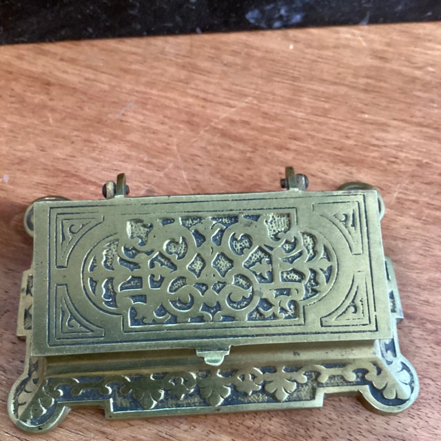 Brass Early 20th Century Vintage Asian Style Chinese Cast Brass Stamp Box For Sale - Image 8 of 13