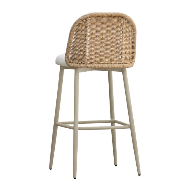 Transitional Alexa Cream Outdoor Barstool For Sale - Image 3 of 4