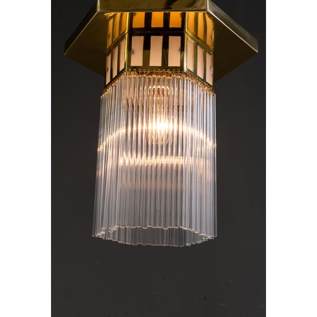 Art Deco Ceiling Lamp in Opal Glass with Glass Sticks, Vienna, Austria, 1920s For Sale - Image 6 of 10