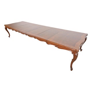Karges French Provincial Louis XV Burled Walnut Extension Dining Table, Newly Refinished For Sale