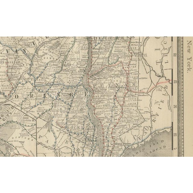 Black Antique Lithograph Map of Southeastern New York by Rand McNally, 1888 For Sale - Image 8 of 11