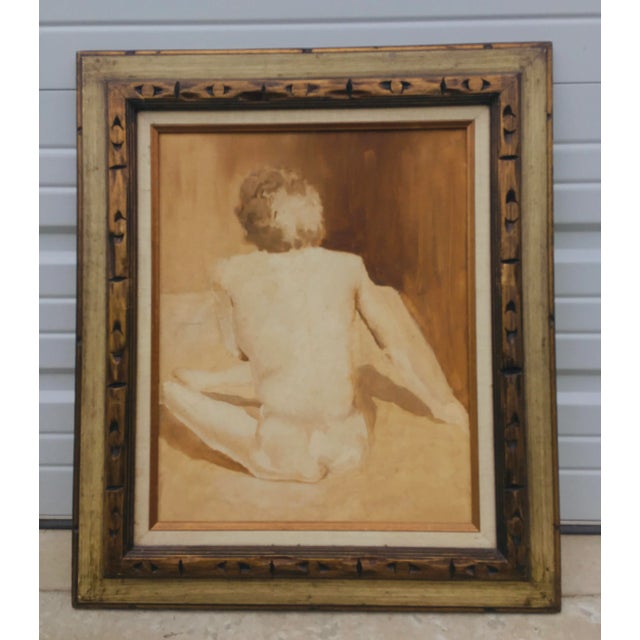 1970s Mid 20th Century Figurative Female Nude Acrylic Painting, Framed. For Sale - Image 5 of 13