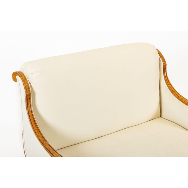 Cream Antique French Art Deco Two-Seat Loveseat Sofa With Cream Upholstery, 1940s For Sale - Image 8 of 12