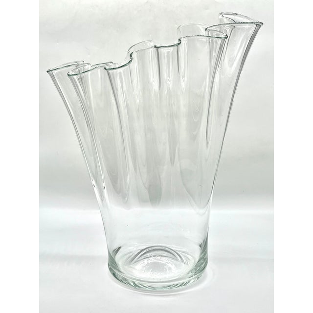 Mid-Century Modern Monumental Scandinavian Clear Glass Floor Vase attributed to Holmegaard, 1970s For Sale - Image 3 of 18