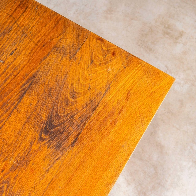 1940’s French Bobbin Leg Mid Oak Kitchen Dining Table For Sale - Image 4 of 9