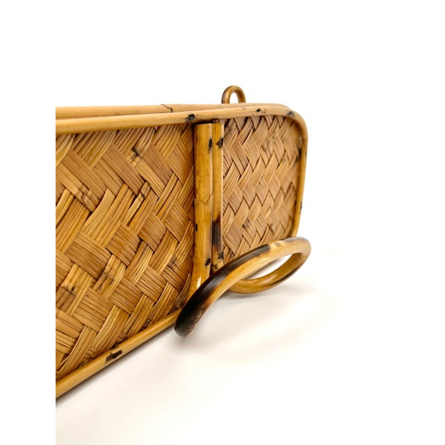 Wood Mid-Century Rattan and Bamboo Coat Rack Stand, Italy, 1960s For Sale - Image 7 of 10