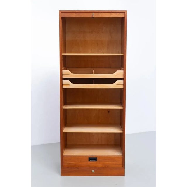 Mid-Century Modern Vintage Danish Teak Filing Cabinet with Tambour Door from Bjerringbro, 1960s For Sale - Image 3 of 18