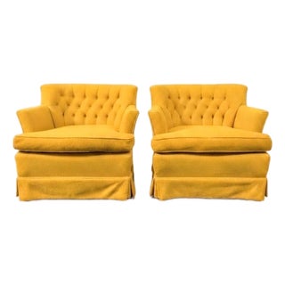 Vintage Yellow Tufted Lounge Chairs For Sale