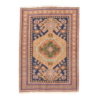 Vintage Hand-Knotted Persian Ardebil Rug 4'8" X 6'7" For Sale