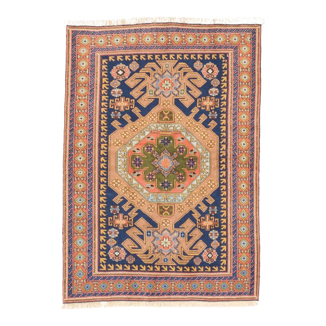 Vintage Hand-Knotted Persian Ardebil Rug 4'8" X 6'7" For Sale