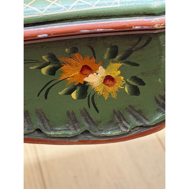 Vintage Painted Italian Venetian-Style Chinoiserie Low Coffee Table With Marble Top For Sale - Image 10 of 12