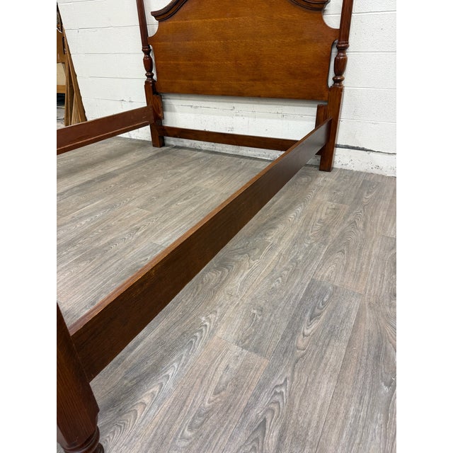 Vintage Convertible Queen or Full Size Colonial Revival Oak Four Poster Bed For Sale In Kansas City - Image 6 of 13