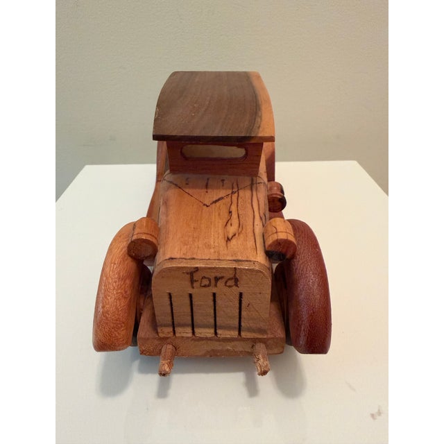 American Vintage Handcrafted Wood Ford Touring Car Model Folk Art Sculpture. Ralph Lauren Bookcase Aesthetic For Sale - Image 3 of 7