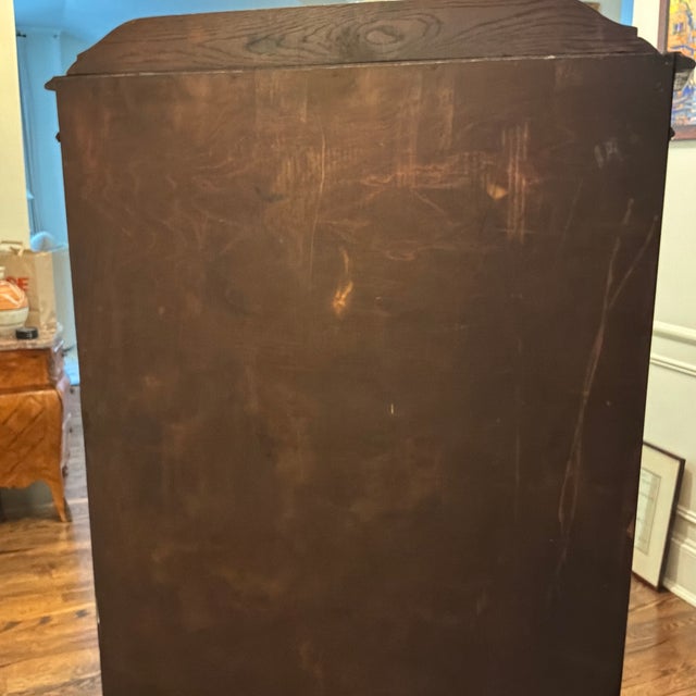 Antique Arts and Crafts Bookcase - Leaded Glass Doors-Oak For Sale - Image 4 of 9