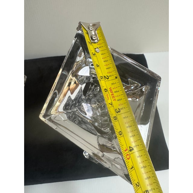 Vintage 1970s Signed Sevres Crystal France MCM Style Double Head Candleholder Set of Two(2) For Sale In New York - Image 6 of 13