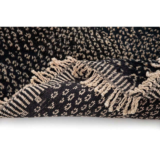 Black Speckled Solid Hand-Knotted Wool Rug | 10'11" X 6'4" | One of a Kind For Sale - Image 8 of 10