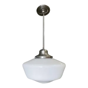 1930s Art Deco Ceiling Pendant With School House Glass Globe