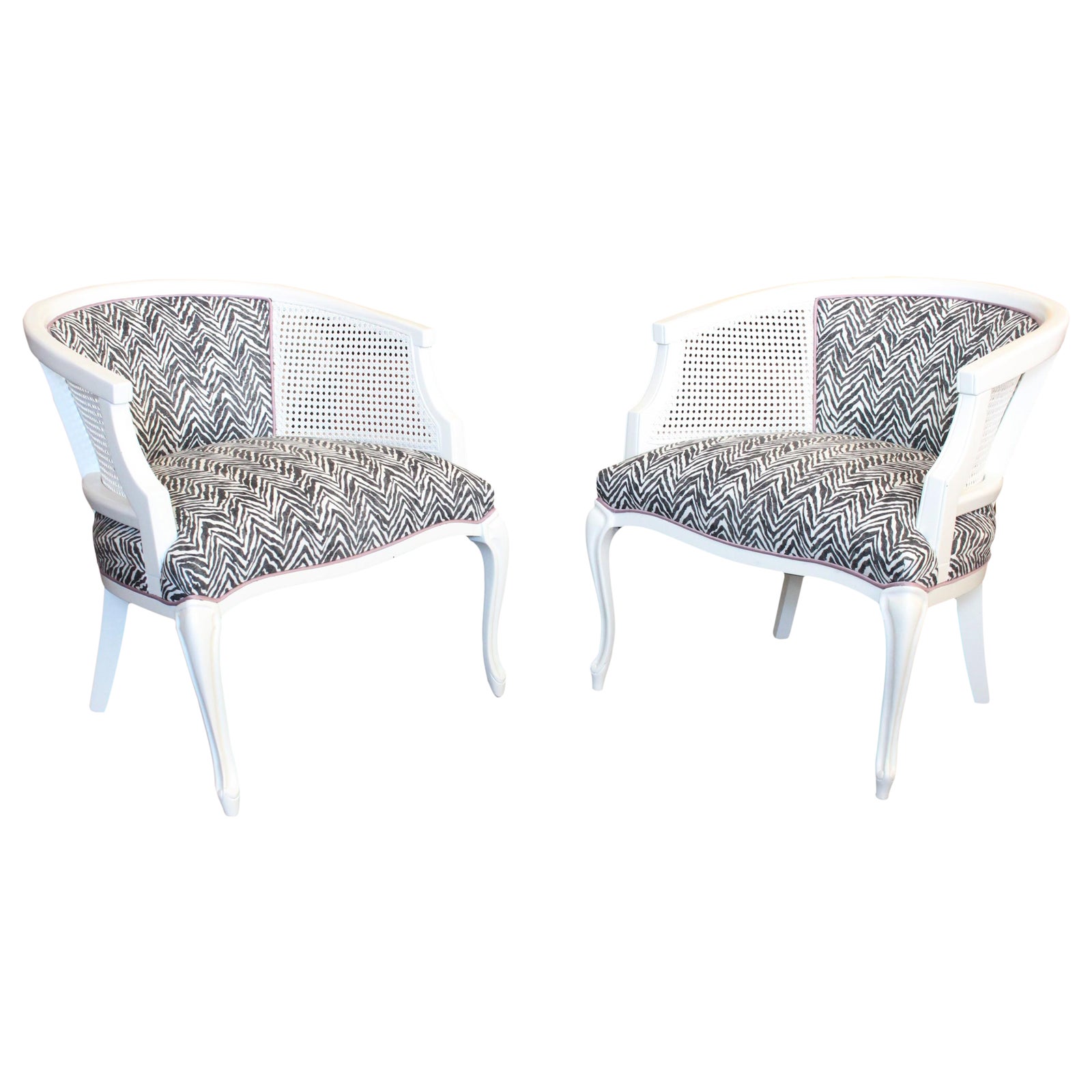 Newly Lacquered & Upholstered Cane Chairs A Pair Chairish