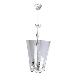 Large Mid-20th Century Italian Glass and Tole Lantern