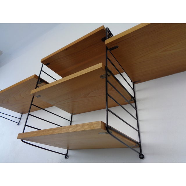 Swedish Ash and Metal Wall Unit by Kajsa & Nils Nisse Strinning for String, 1950s, Set of 9 For Sale - Image 9 of 18