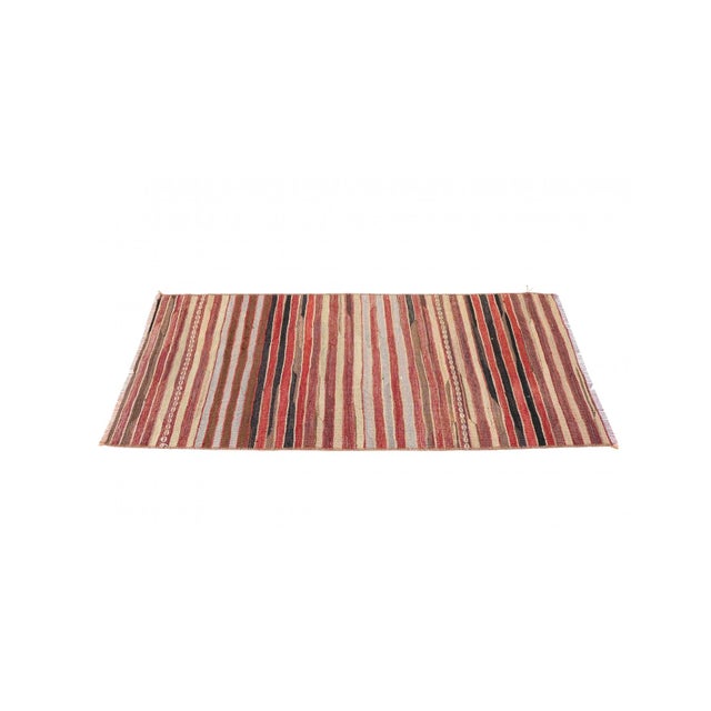 Striped Vintage Turkish Kilim Rug - 1`11″ X 4`5″ Ft. For Sale - Image 4 of 6