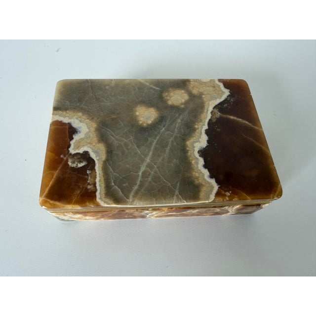 1970s 1960’s Italian Vintage Agate Stone Jewelry Box With Gilt Brass Hardware For Sale - Image 5 of 10