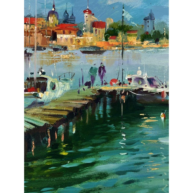 Oil Painting Boat Landing in Front of the Sea Yuriy Suprunchuk For Sale - Image 4 of 11