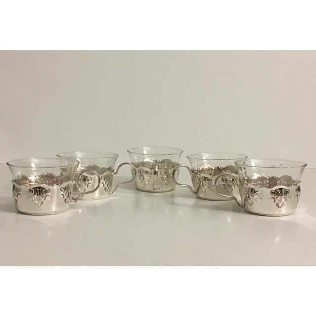 Vintage Glass & Chrome Teacups - Set of 5 For Sale - Image 13 of 13