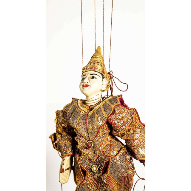 1950s Asian Handcrafted Wood Burmese String Opera Marionette Wall Decor For Sale - Image 14 of 17