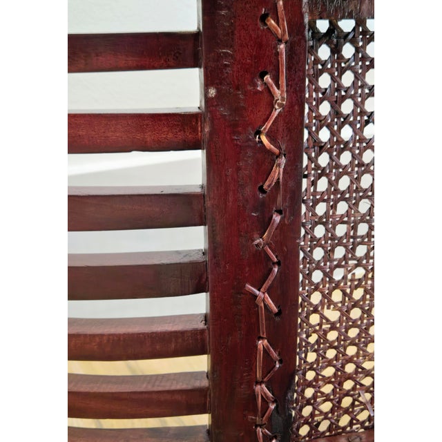 Vintage Roman-Style Mahogany Curule Bench With Hand-Caned Seat, 32" For Sale - Image 11 of 12