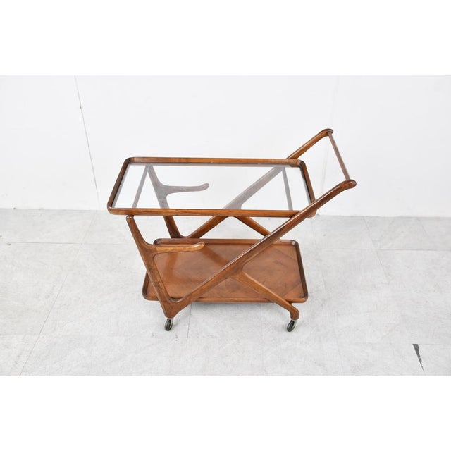 Vintage Italian Serving Trolley attributed to Cesare Lacca, 1950s For Sale - Image 3 of 14