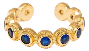 Royal Sapphire Adjustable Gold Plated Stackable Ring, Size 8