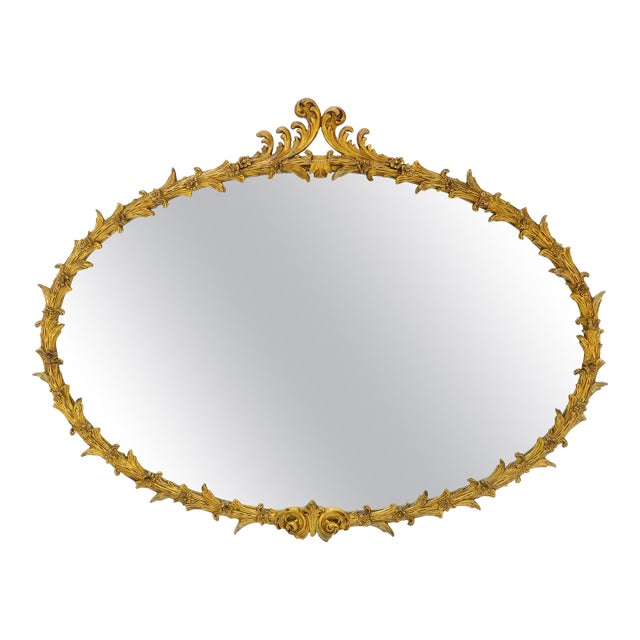 Large Fine 61” Long Oval Gilt Gesso Rococo Louis VX Style MINT For Sale