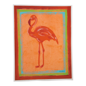 Flamingo Bird Portrait Orange Tropical Minimalism Art Deco Pop Art Americana Original Painting by Cleo Plowden
