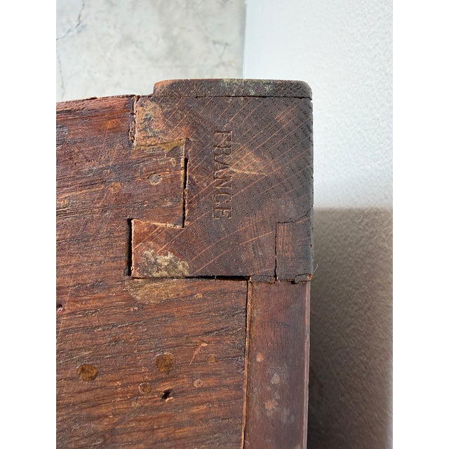 Wood 19th-Century French Louis XVI Style Marquetry Inlaid Demi-Lune Cabinet With Breccia Marble Top For Sale - Image 7 of 18